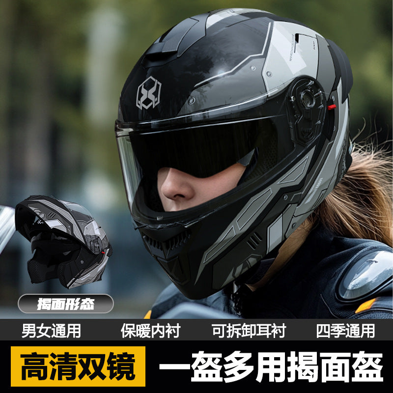 ABS DOT Motorcycle Helmet with HD Dual Mirror for Adults