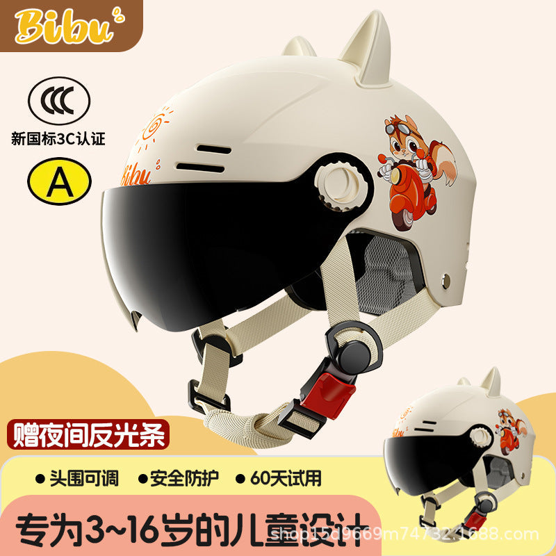 ABS 3C Certified Kids Half Helmet with Sun Protection Short Lens