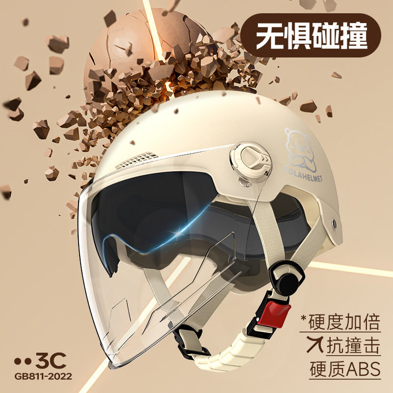 ABS 3C Certified Half Helmet with Dual Visors and Ear Protection