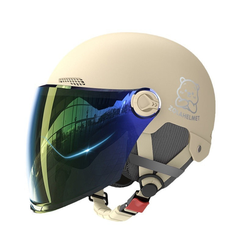 ABS 3C Certified Half Helmet with Dual Visors and Ear Protection