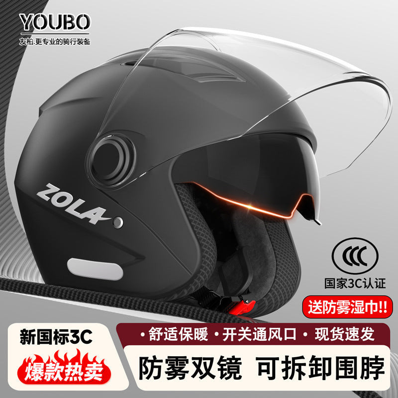 ABS 3C Certified 3/4 Helmet with Single or Double Mirror