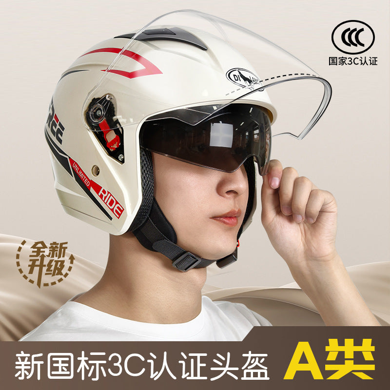 ABS 3C Winter 3/4 Helmet L009FREE with Double Mirror