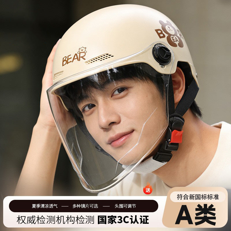 ABS 3C Certified Half Helmet with Bear Ear and Mirror Options