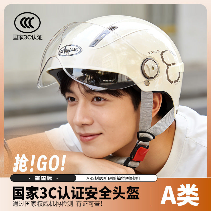 ABS 3C Half Helmet L004 with Short and Long Mirrors