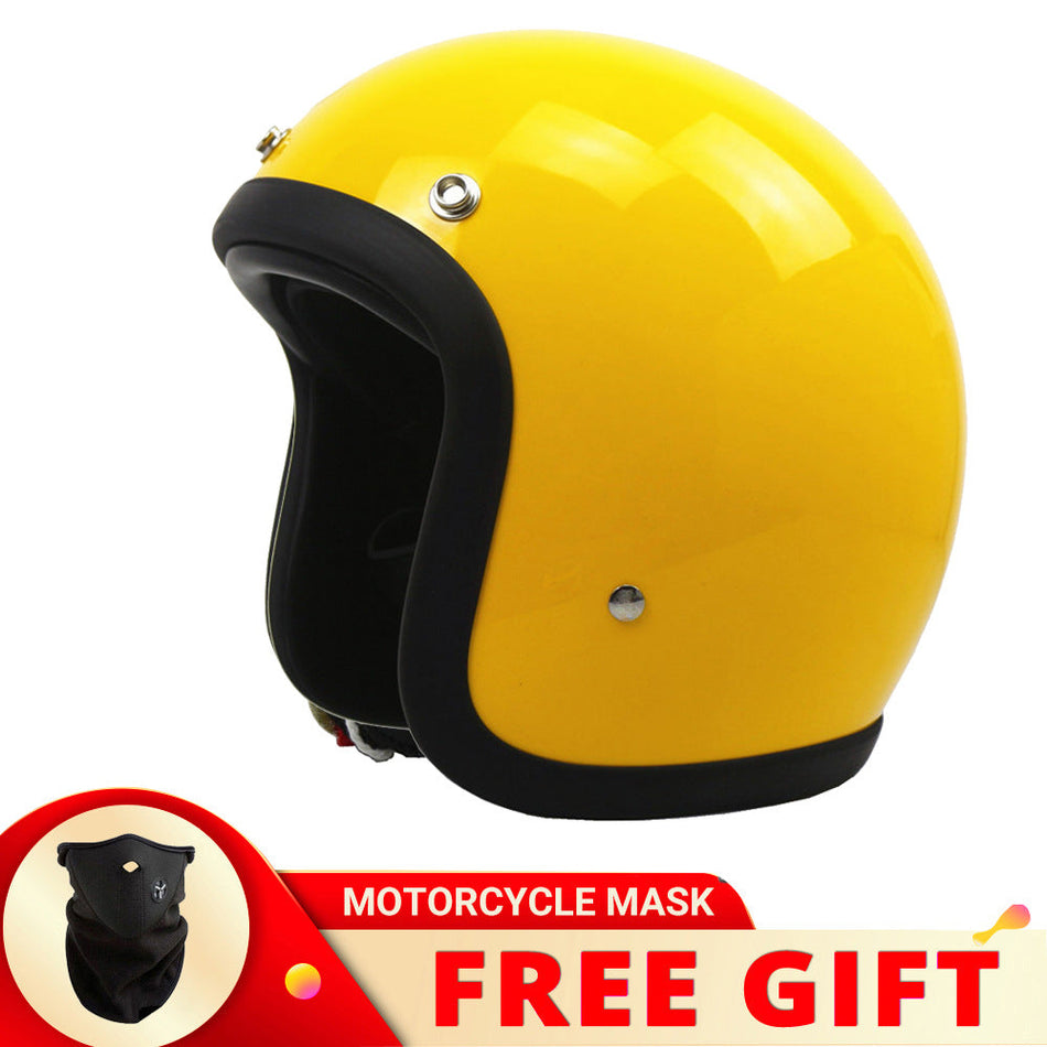 Fiberglass 3/4 Electric Motorcycle Helmet with Retro Mask Design