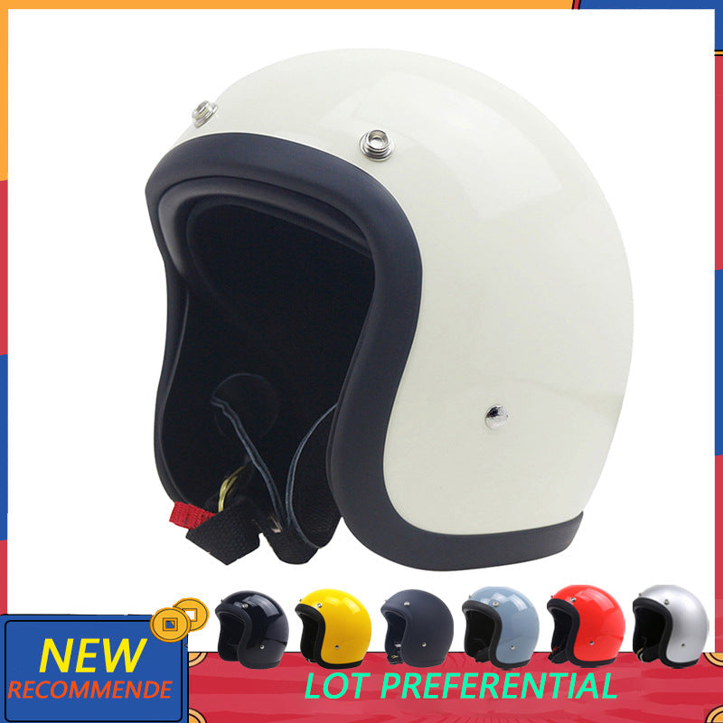 Fiberglass 3/4 Electric Motorcycle Helmet with Retro Plaid