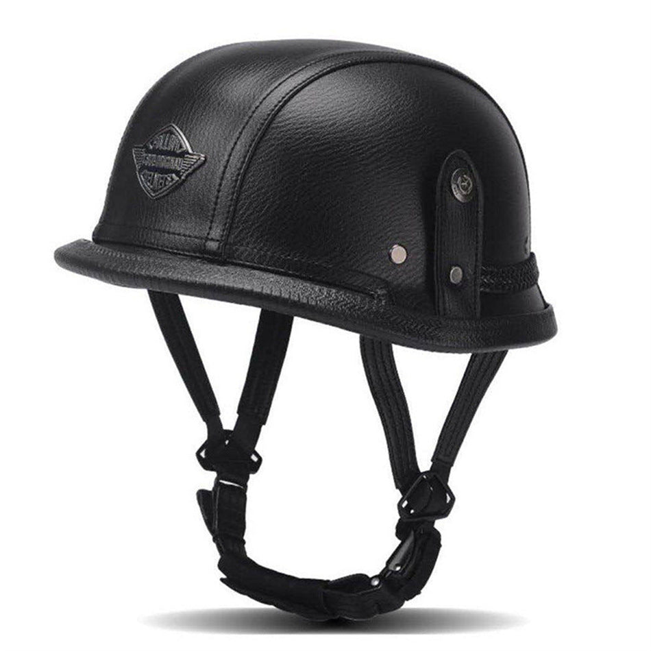 Fiberglass Half Helmet for Electric Motorcycles with Leather