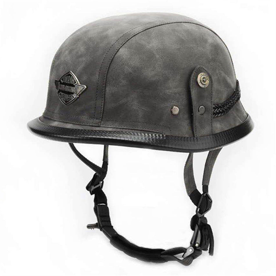 Fiberglass Half Helmet for Electric Motorcycles with Leather