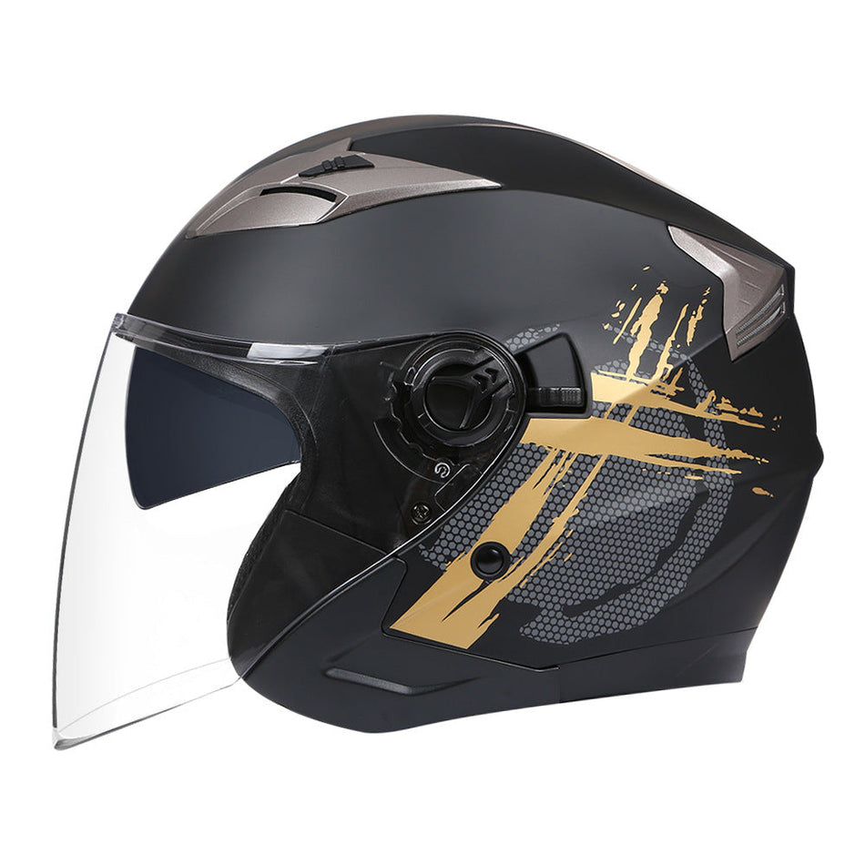 ABS 3/4 Electric Motorcycle Helmet with Dual-Lens Design