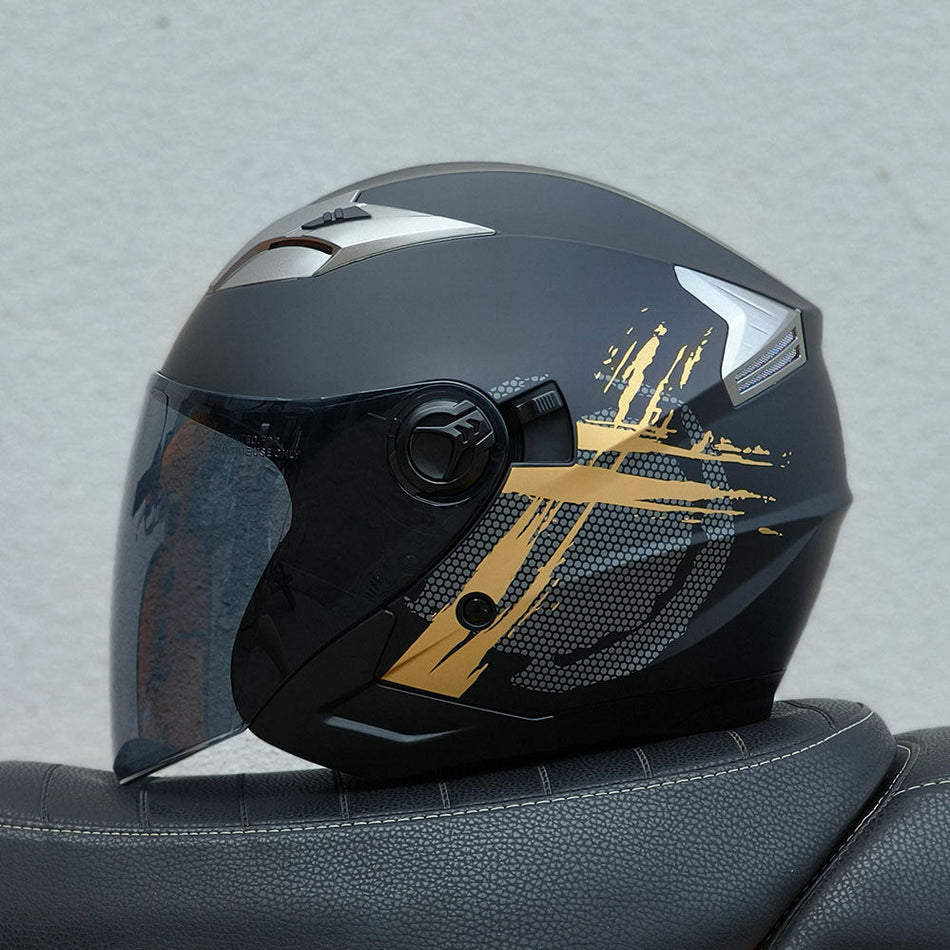 ABS 3/4 Electric Motorcycle Helmet with Brown Lens Options