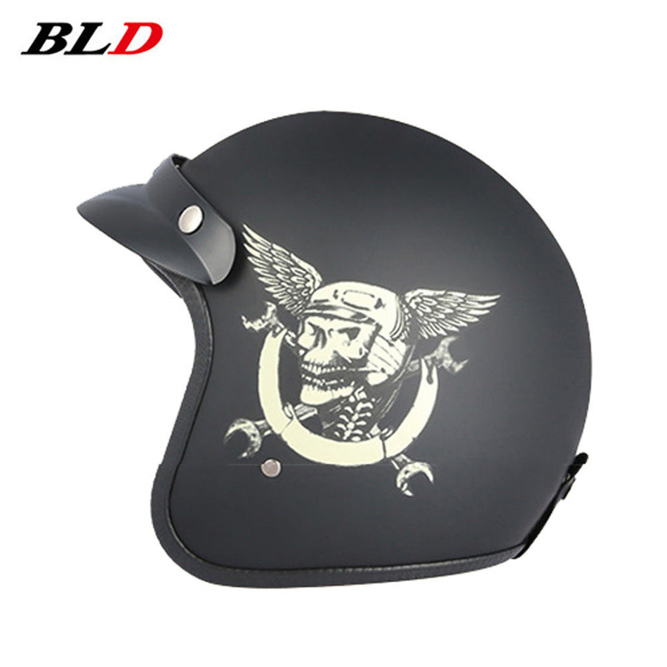 ABS 3/4 Electric Motorcycle Helmet with Skull and Flag Designs