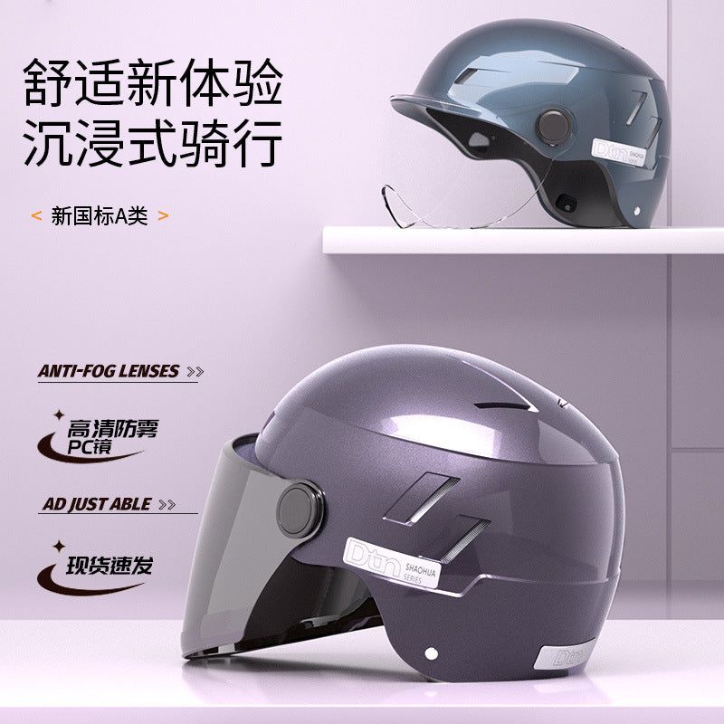 ABS 3C Certified Half Helmet with Long Tea Mirror and Sun