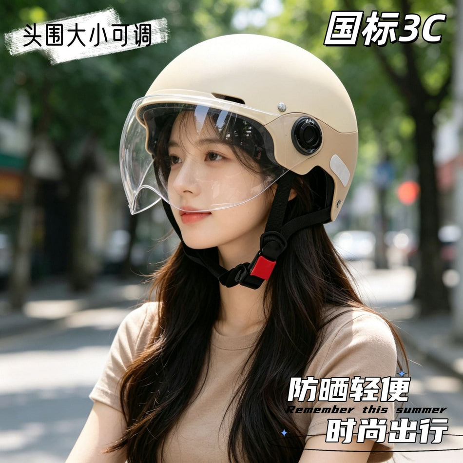 ABS 3C Half Helmet with Short and Long Mirrors, 25 Colors