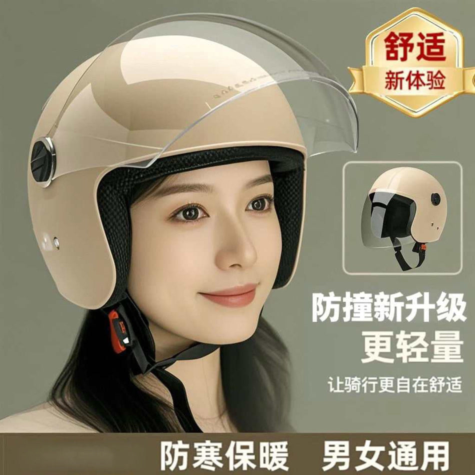 ABS 3/4 Electric Bicycle Helmet with HD and Sun Protection Lenses