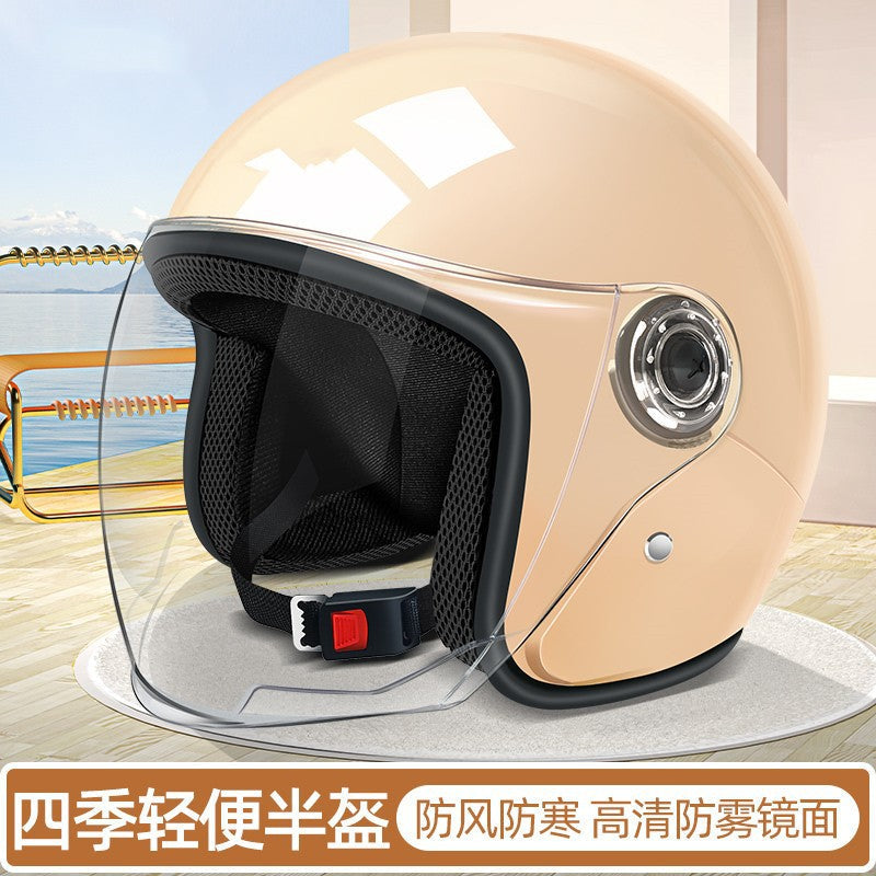 ABS 3/4 Electric Vehicle Helmet with HD Clear and Brown Lenses