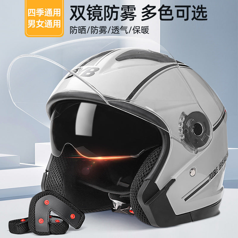 ABS 3C Half Helmet with Anti-Fog Double Lenses for Commuting