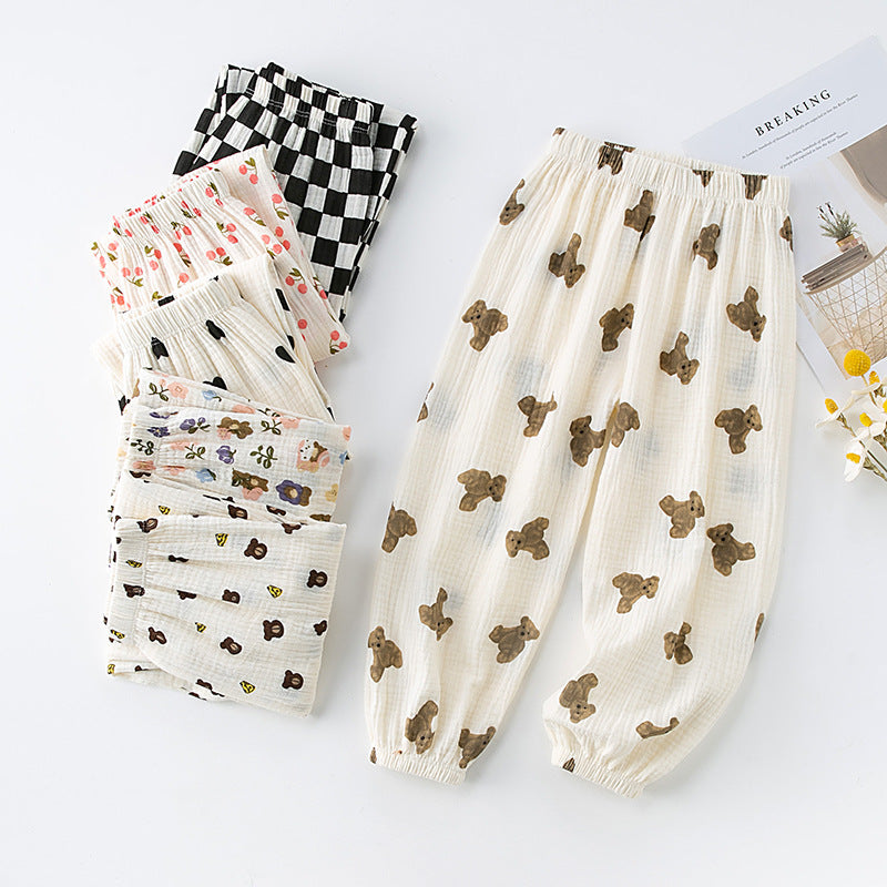 Girls' Cotton Printed Anti-Mosquito Pants