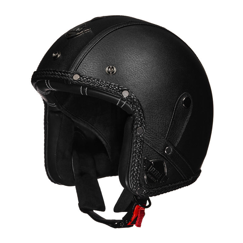 ABS 3C Retro 3/4 Motorcycle Helmet with Double Brim and Goggles