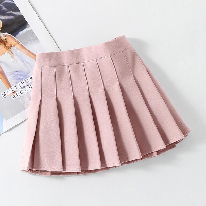 Girls' High-Cotton Preppy Pleated Skirt