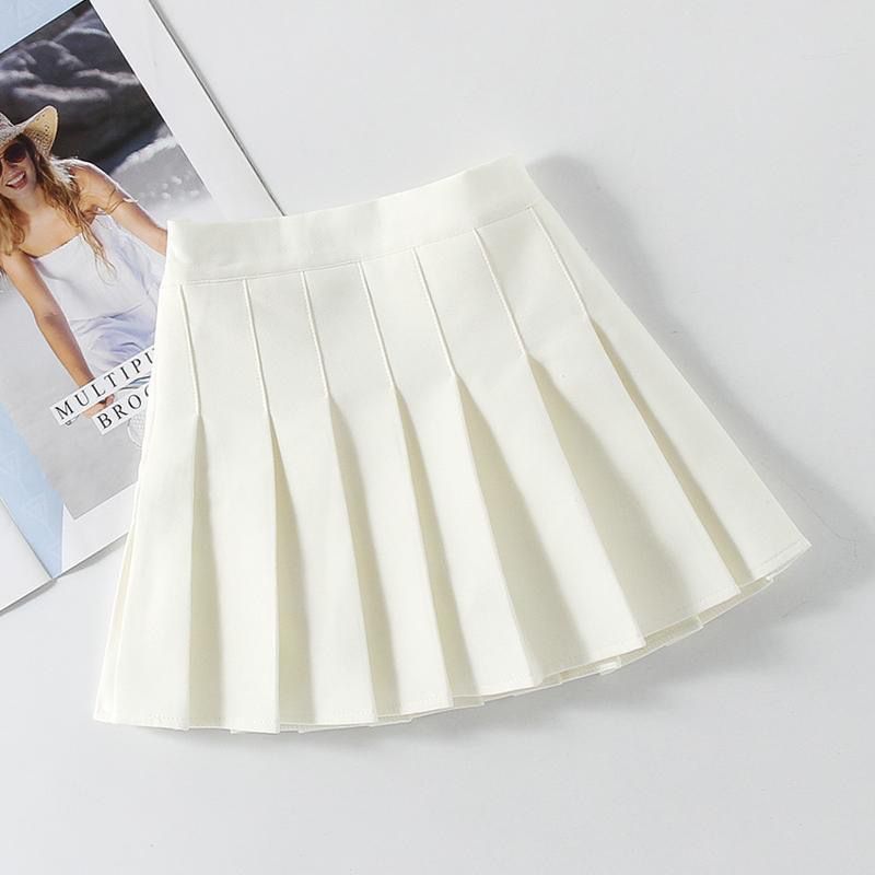 Girls' High-Cotton Preppy Pleated Skirt