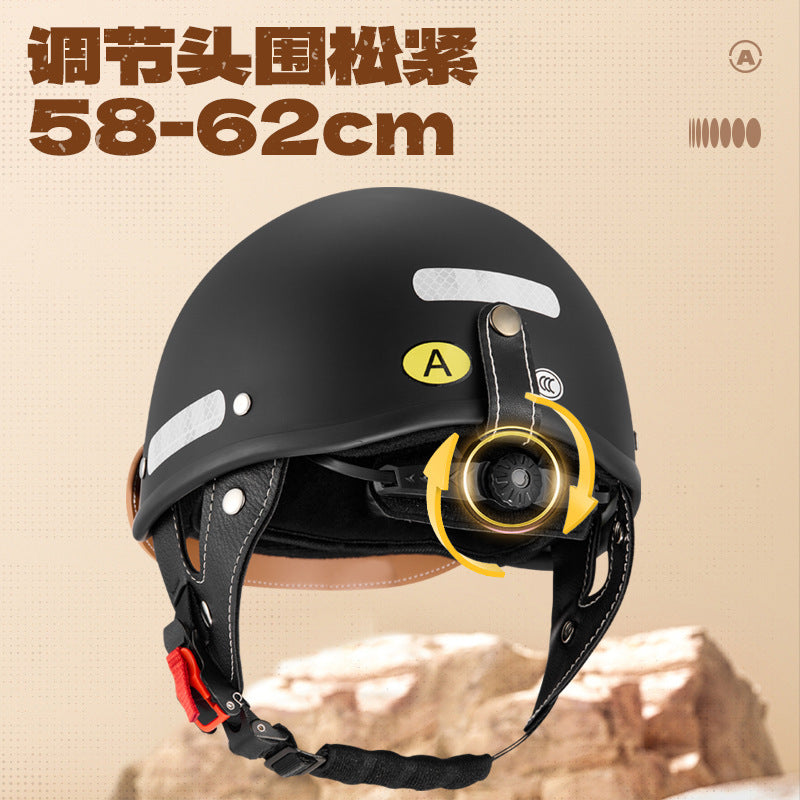 ABS 3C Retro Motorcycle Helmet with Silver and Tea Goggles