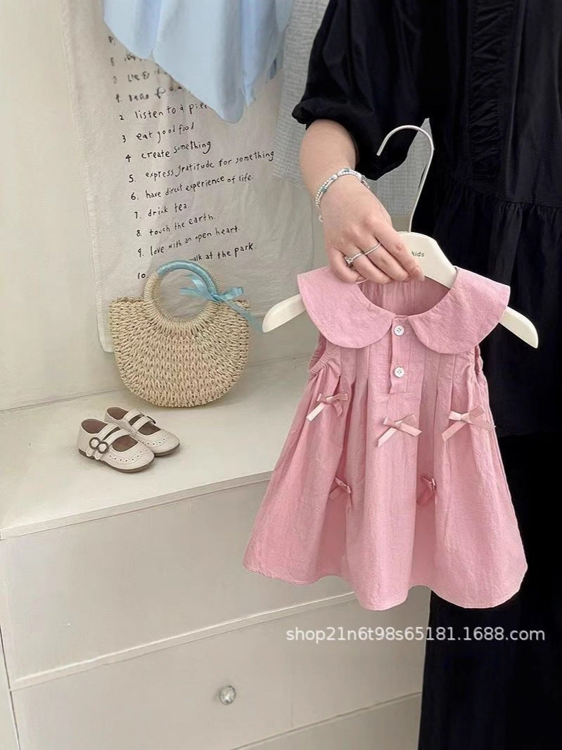 Girls' 100% Cotton Bow Accent Slip Dress