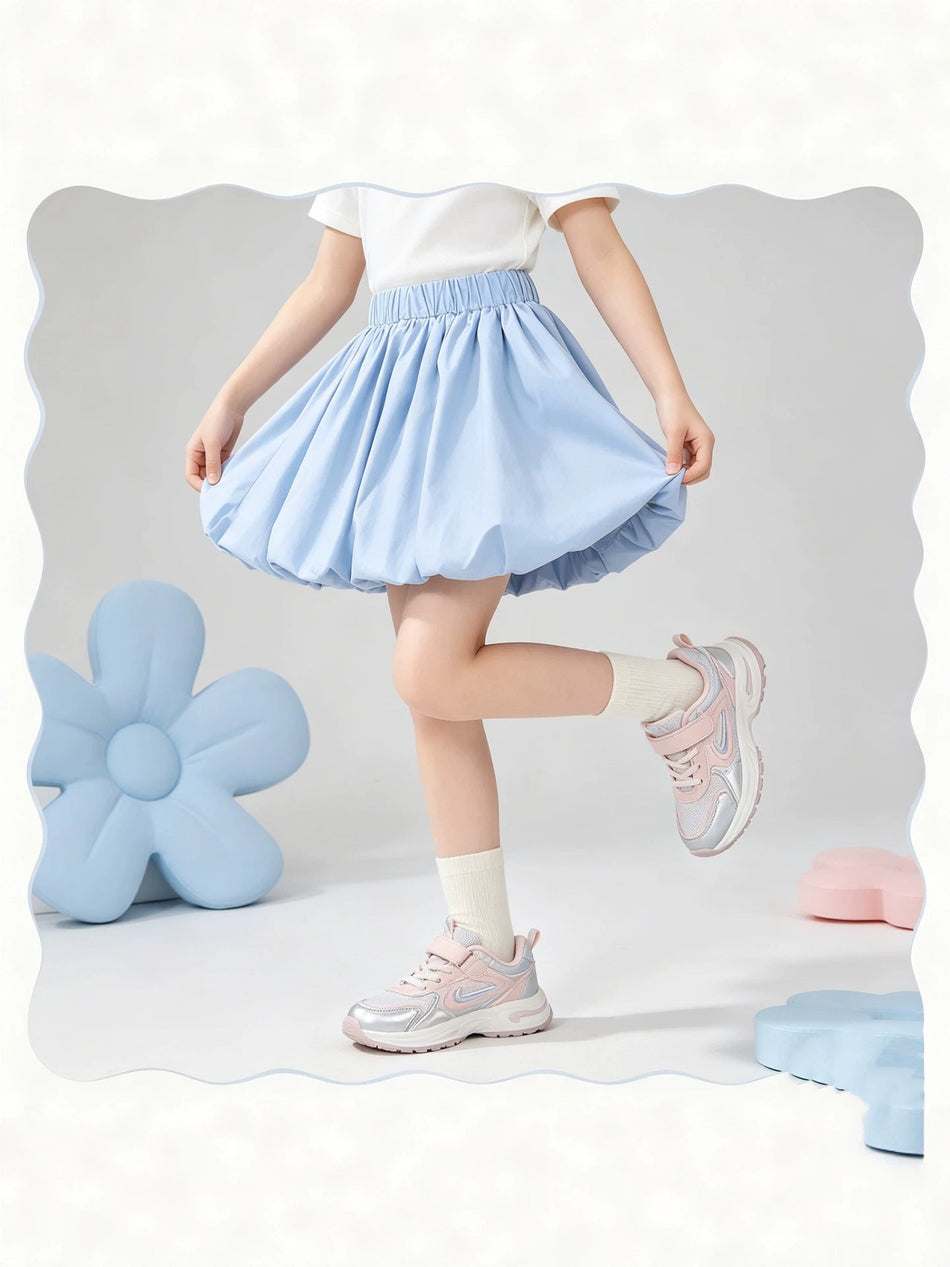 Girls' Soft-Treated Cotton-Polyester Solid Puff Skirt