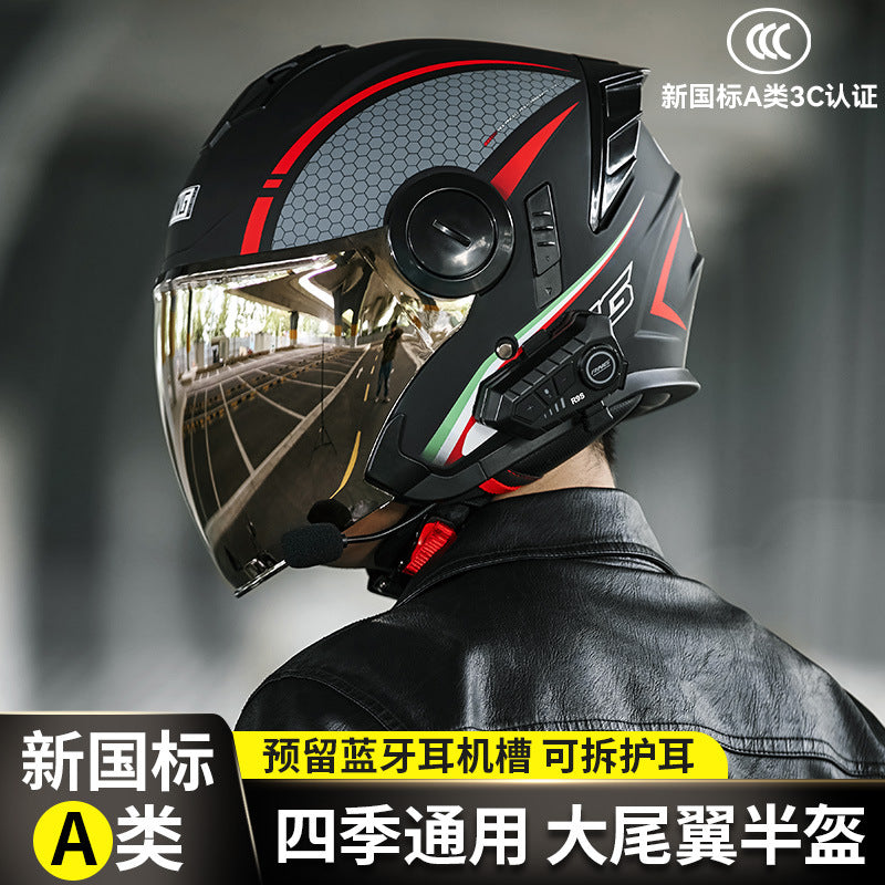 ABS 3C 3/4 Motorcycle Helmet with Bluetooth Headset Options