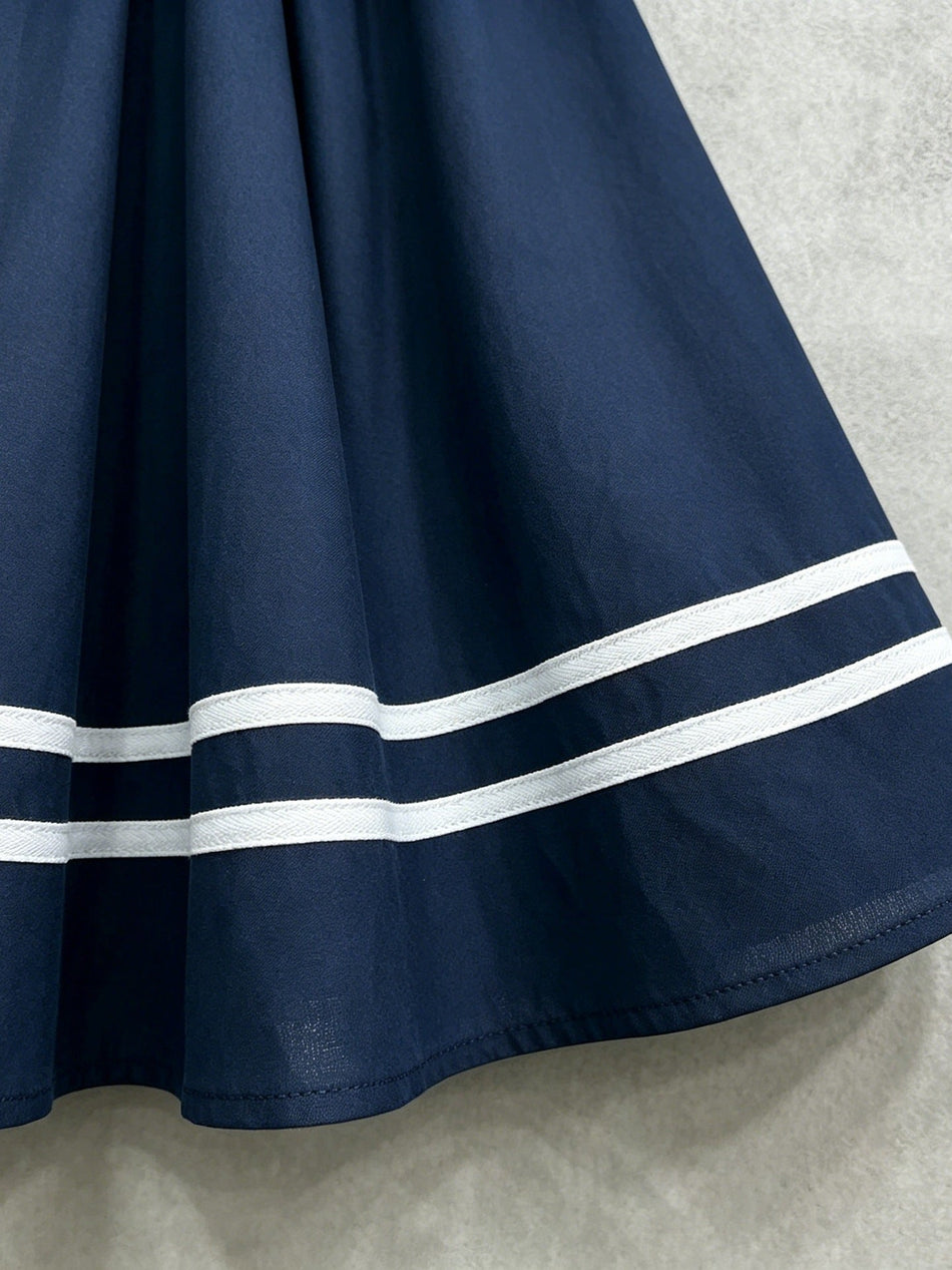 Girls' Soft-Treated Navy Knee-Length Skirt
