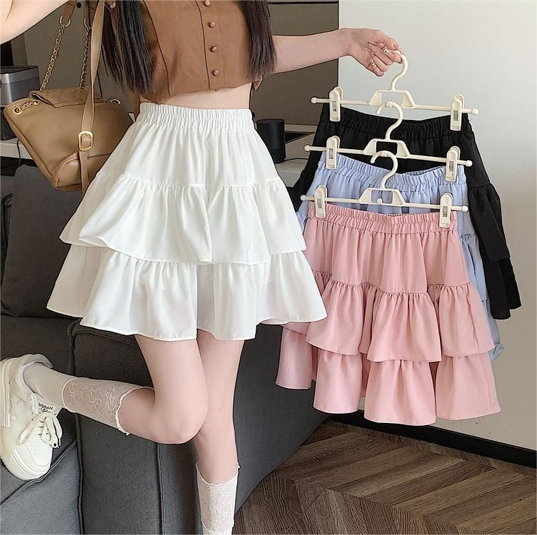 Girls' Korean-Style Solid Color Princess Skirt