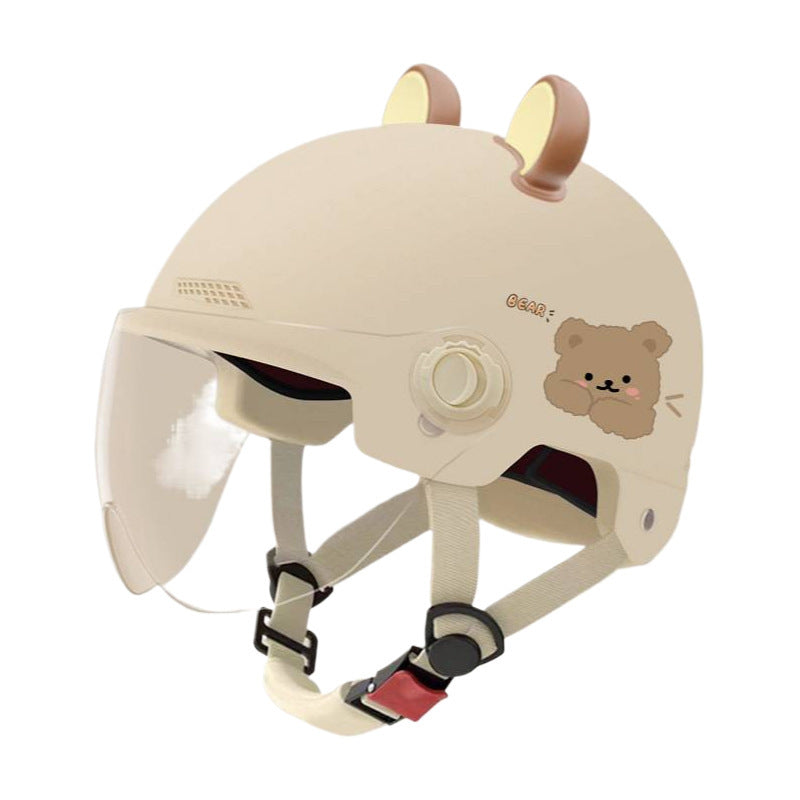 3C Certified ABS Bear Half Helmet for Women, All-Season