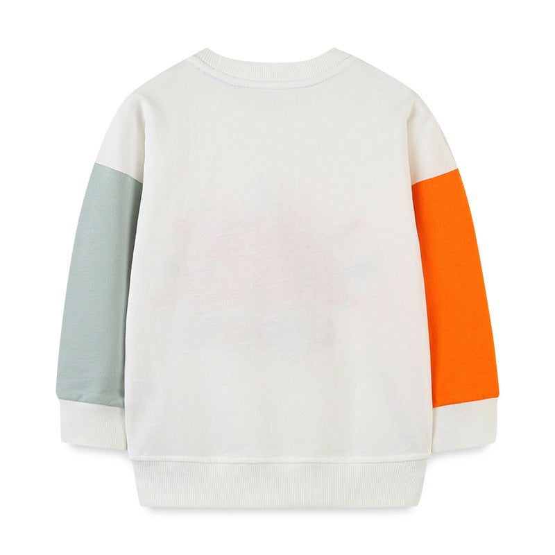 Boys' 100% Cotton Colorblock Spliced Sweatshirt