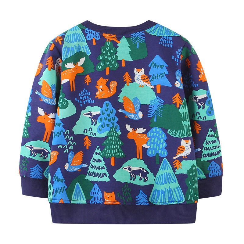 Boys' 100% Cotton Terry Cartoon Pullover Sweatshirt