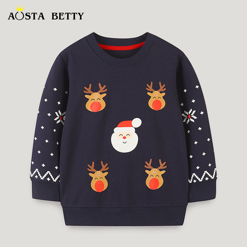 Unisex 100% Cotton Soft Knit Elk Christmas Sweatshirt