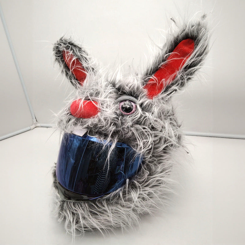 Cotton Plush Motorcycle Helmet Cover, Full-Face Rabbit Head Style