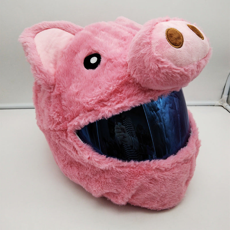 Cotton Plush Motorcycle Helmet Cover, Full-Face Rabbit Head Style