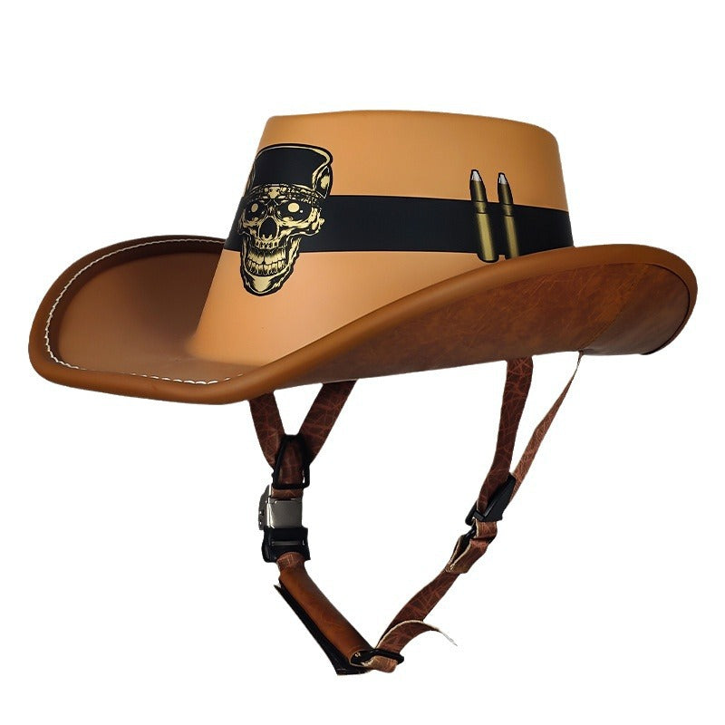 ABS Retro Cowboy Hat Helmet for Adults, Summer Electric Vehicle