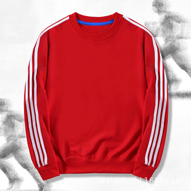 Unisex Cotton Soft Three-Stripe Crewneck Sweatshirt