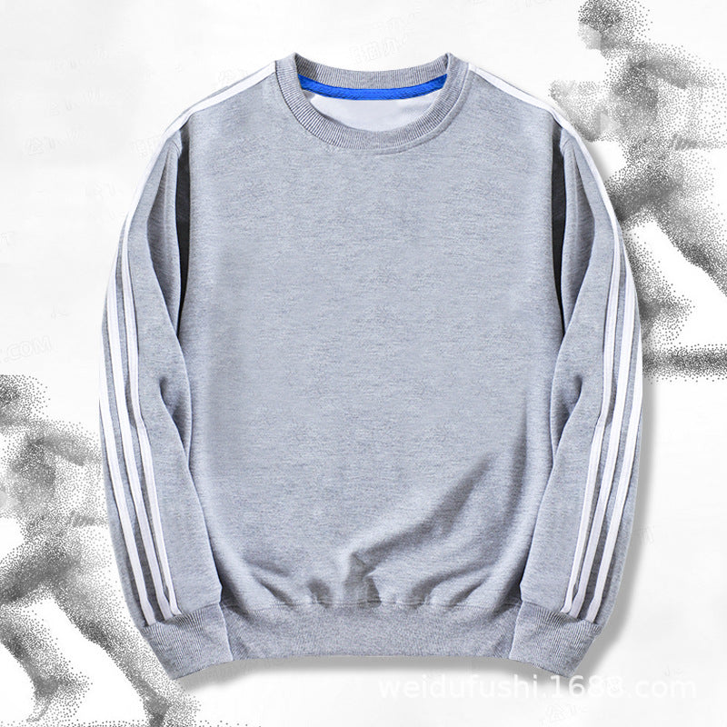 Unisex Cotton Soft Three-Stripe Crewneck Sweatshirt