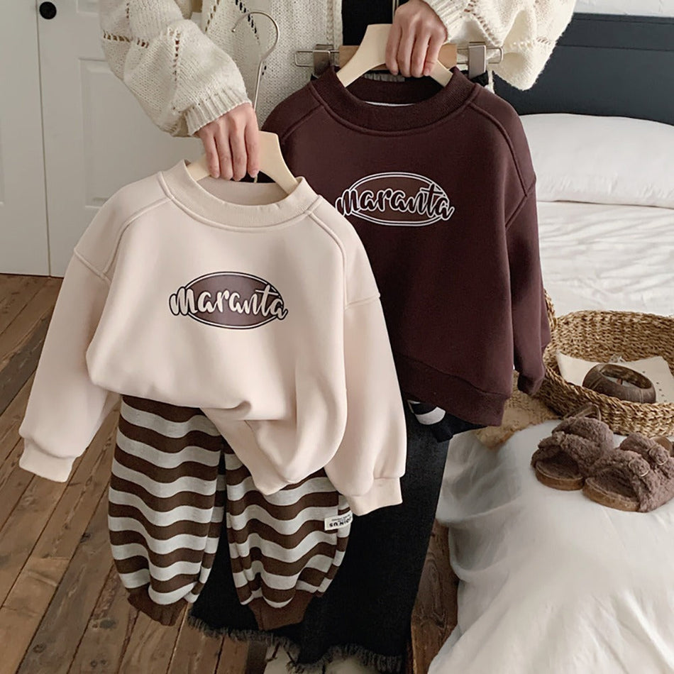 Unisex Cotton Soft Thick Fleece Letter Sweater