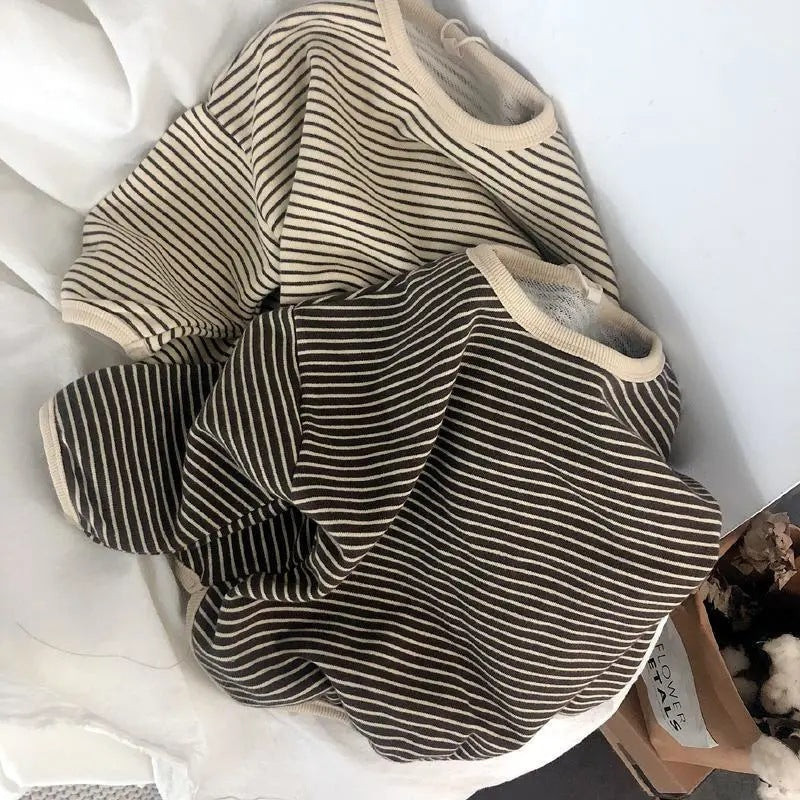 Unisex Cotton Soft Striped Korean Crew Sweatshirt