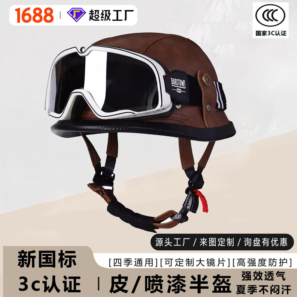 VGV K9 Soldier Half-Face Motorcycle Helmet with Goggles