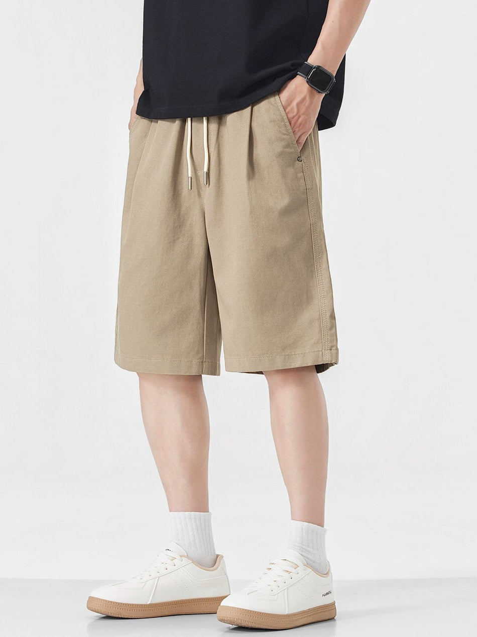Men's Tencel Lyocell Loose Mid-Waist Straight Shorts