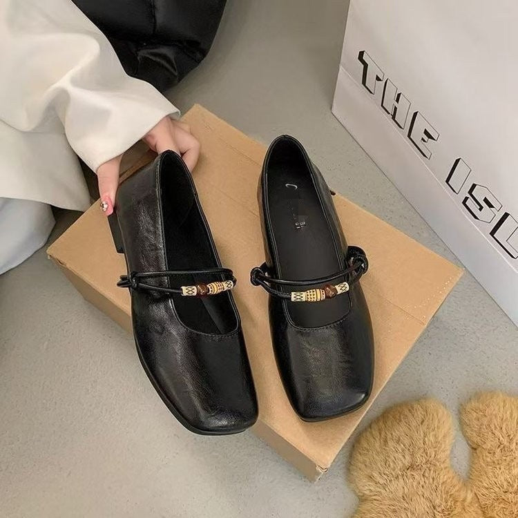 Women's Flat Mary Jane Shoes with Square Toe Soft Sole