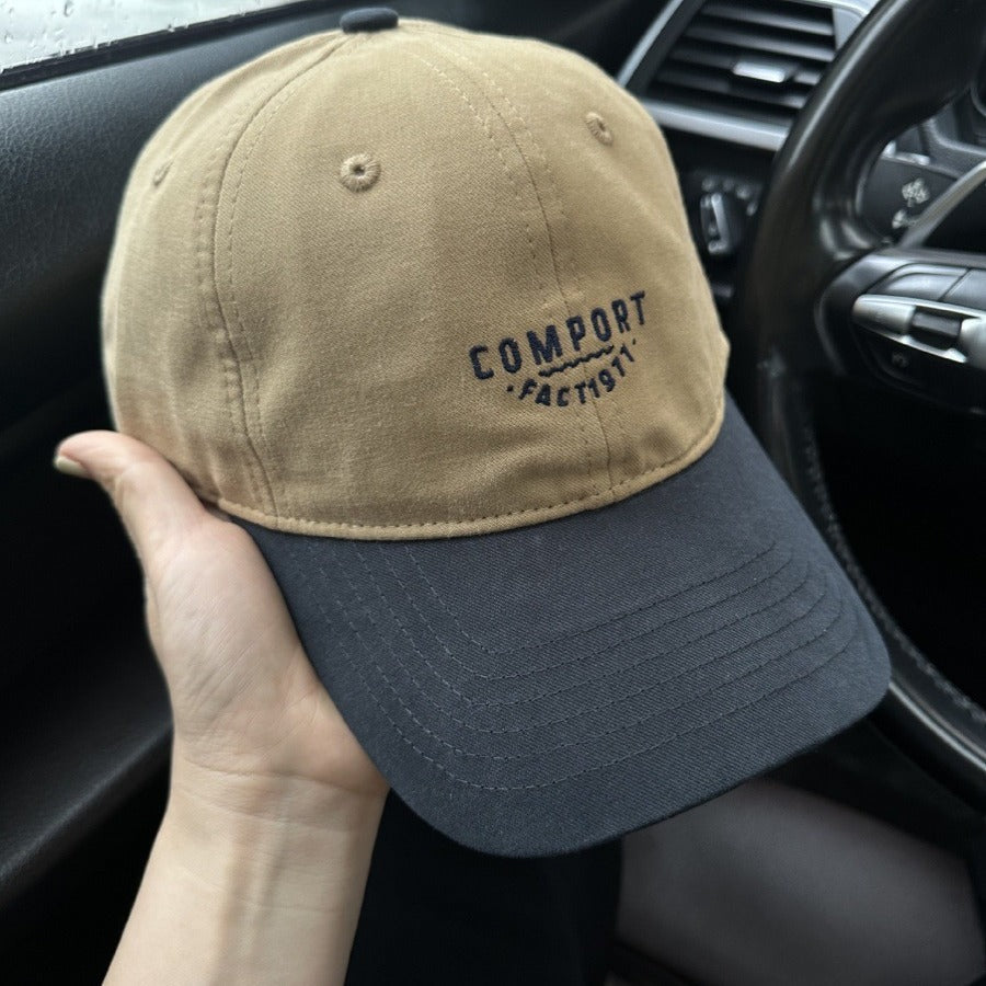 Unisex Cotton Baseball Cap Embroidered Letter Contrast Design