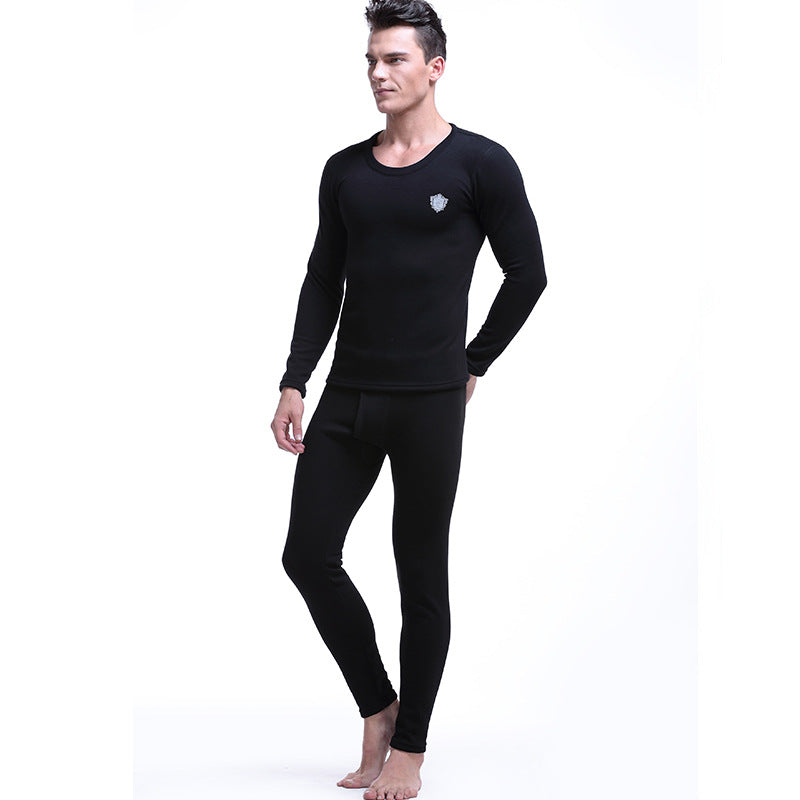 Men’s Winter Thermal Underwear Set Fleece-Lined Cotton