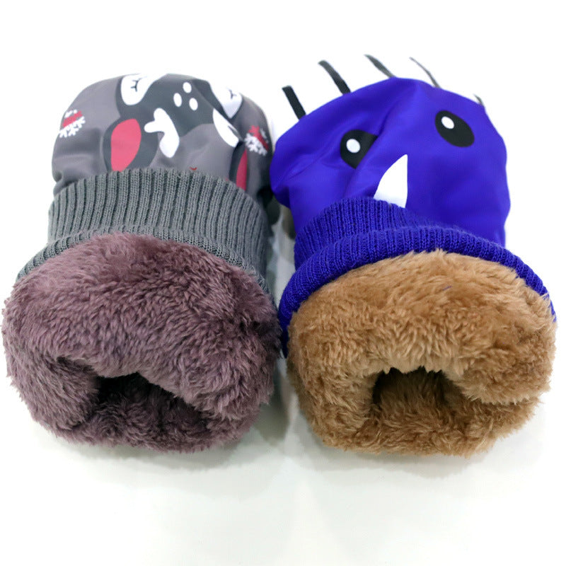 Kids Cartoon Ski Gloves Waterproof Warm Non-Slip Gloves