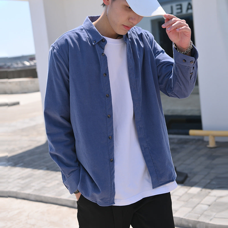 Men’s Corduroy Long Sleeve Shirt – Retro Autumn Winter Wear