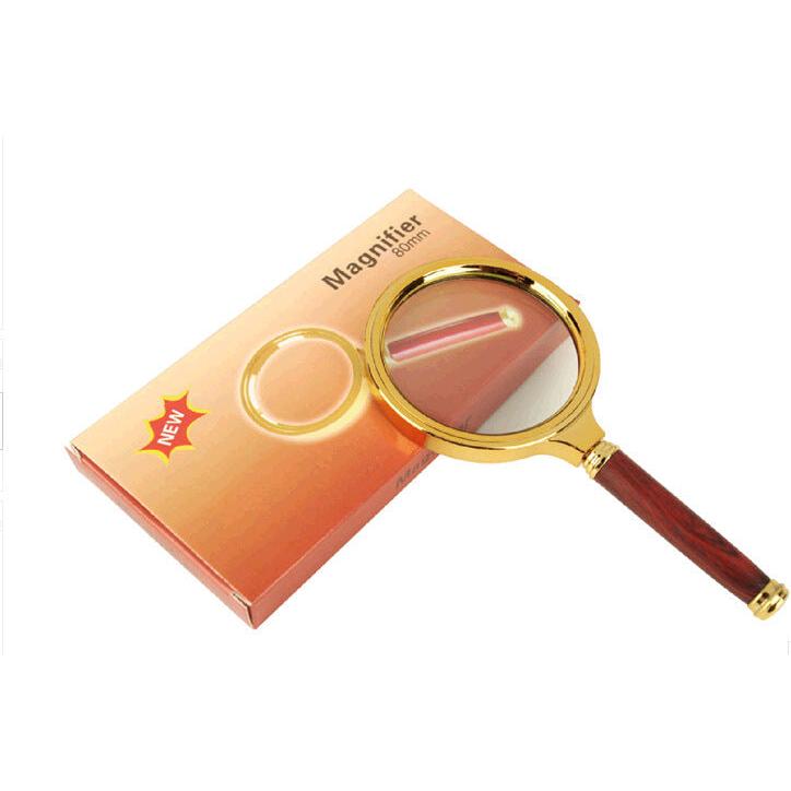 10X 80mm Handheld Magnifying Glass with Wooden Handle