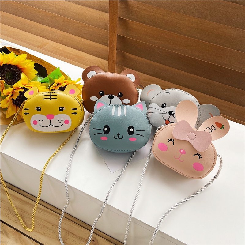 Cute Cartoon PU Shoulder Bag for Girls – Animal Design